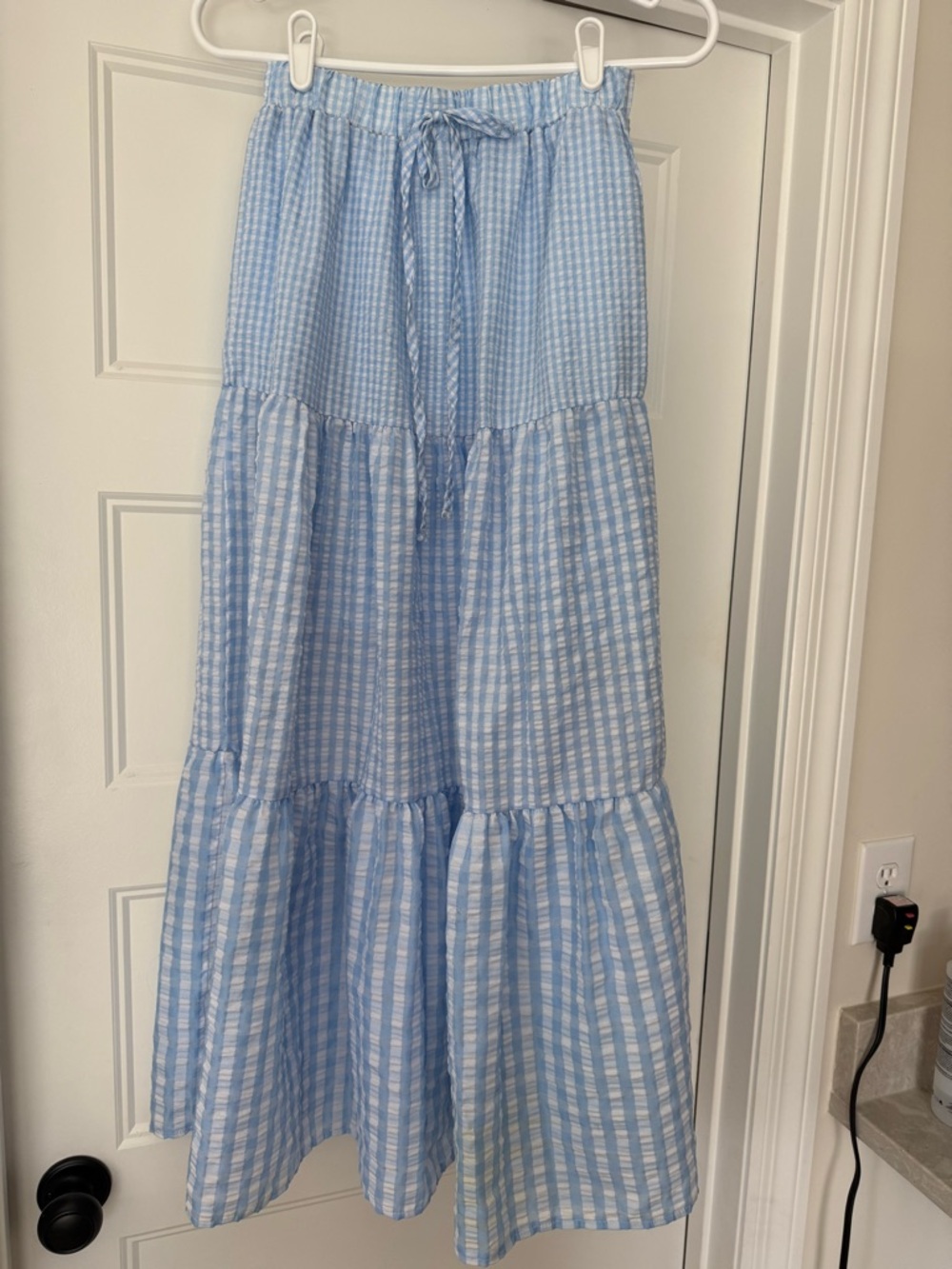 Light Blue Tiered Maxi Skirt - Casual Summer Style